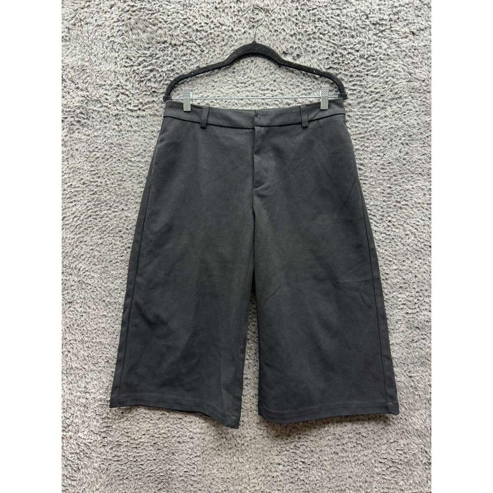 Charcoal Wide Leg Culottes Long Bermuda Shorts Midi Pants Black Womens Size 8